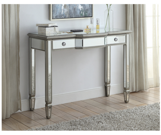 Leonore Mirrored Dressing Table Console 1 Drawer 4 legs Soft Close Runners