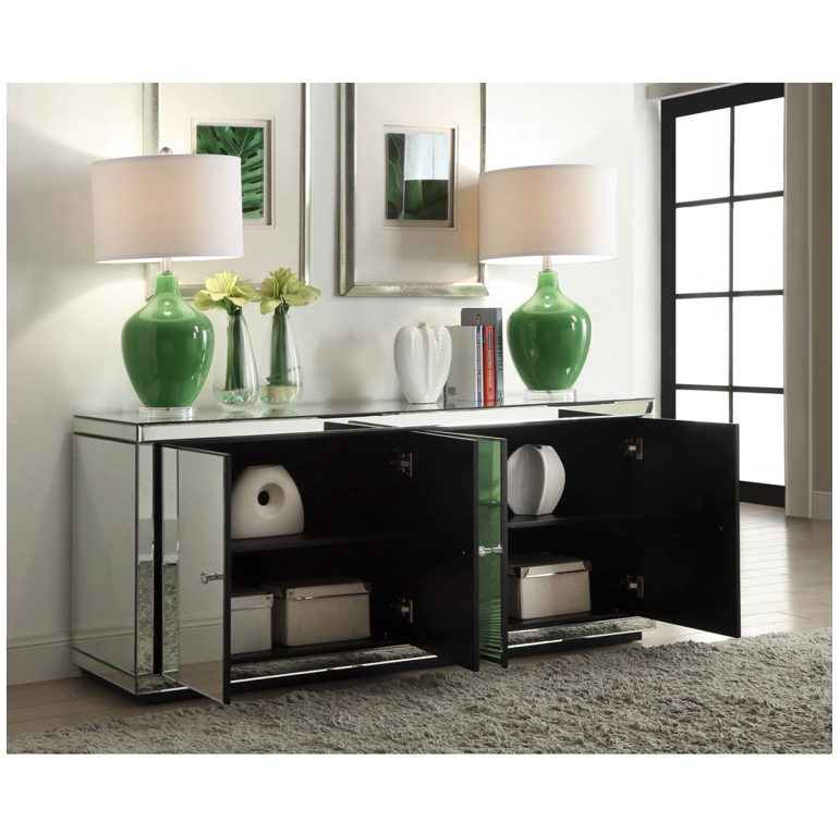 Chelsea Mirrored Sideboard Buffet with 2 shelves and 4 doors