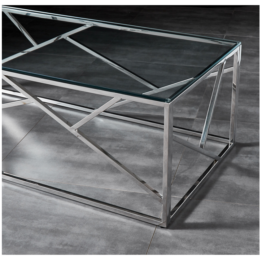 LEO Coffee Table Stainless Steel and Tempered Glass