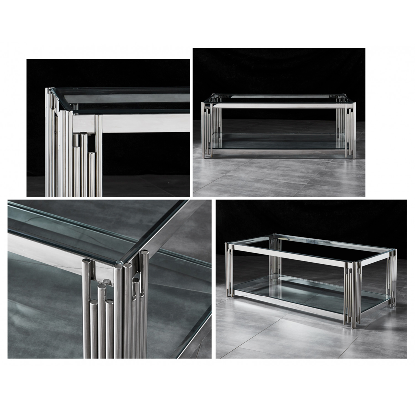 ZARA Coffee Table Stainless Steel and Tempered Glass