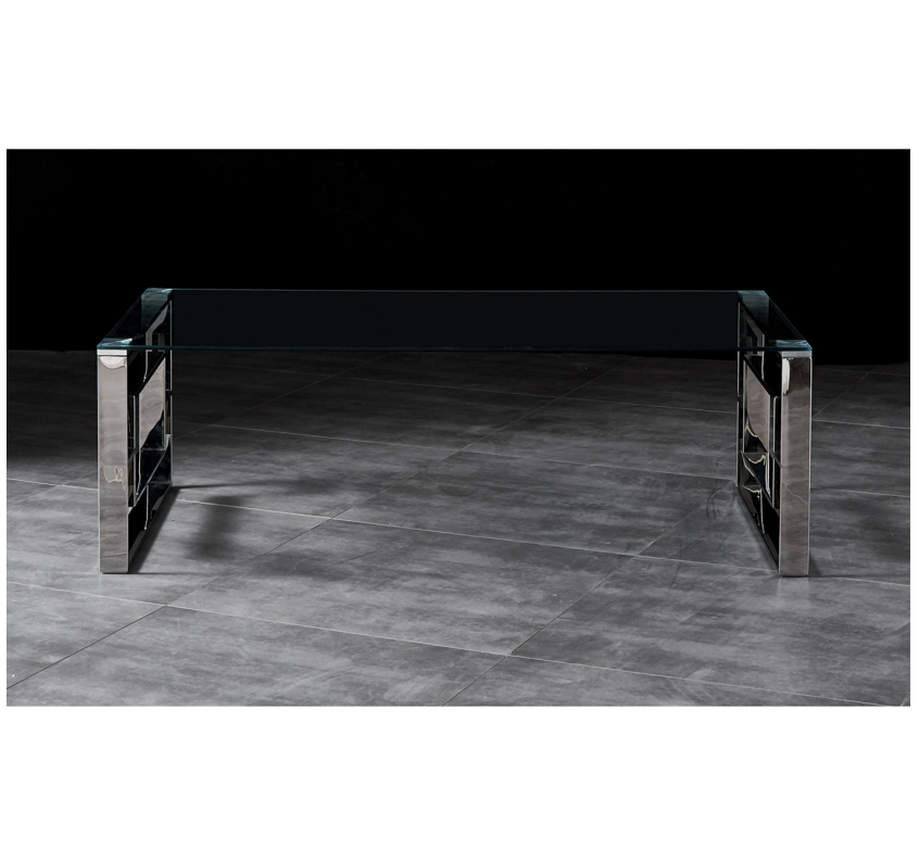 DALTON Coffee Table Stainless Steel and Tempered Glass