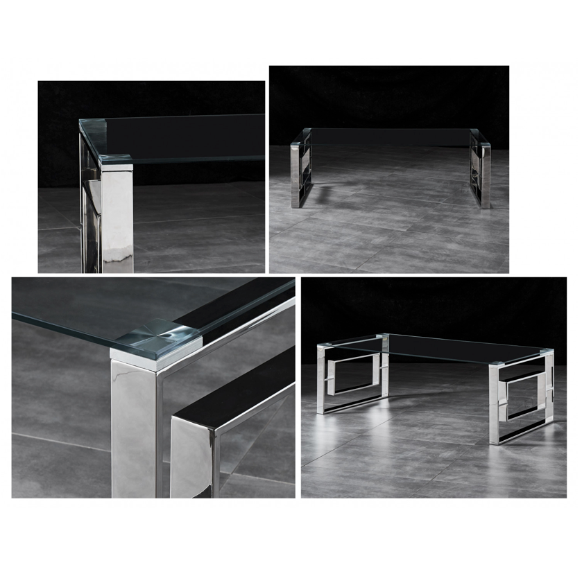 DALTON Coffee Table Stainless Steel and Tempered Glass