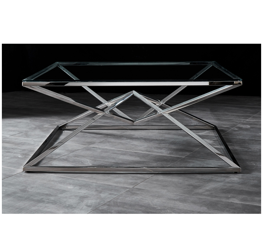 YORK Coffee Table Stainless Steel and Tempered Glass