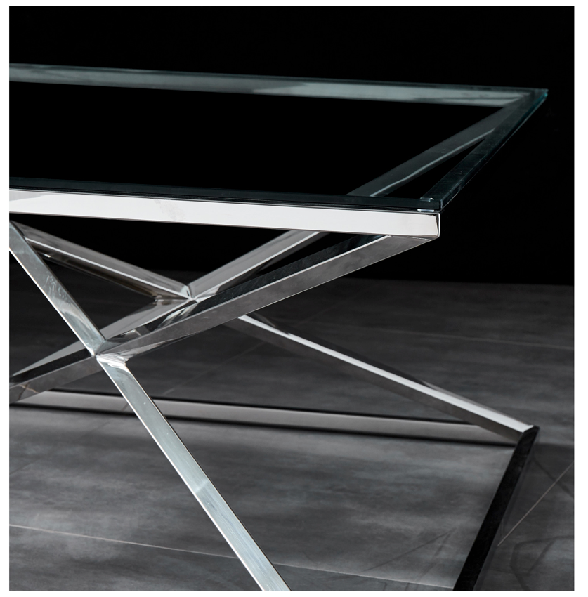 YORK Coffee Table Stainless Steel and Tempered Glass