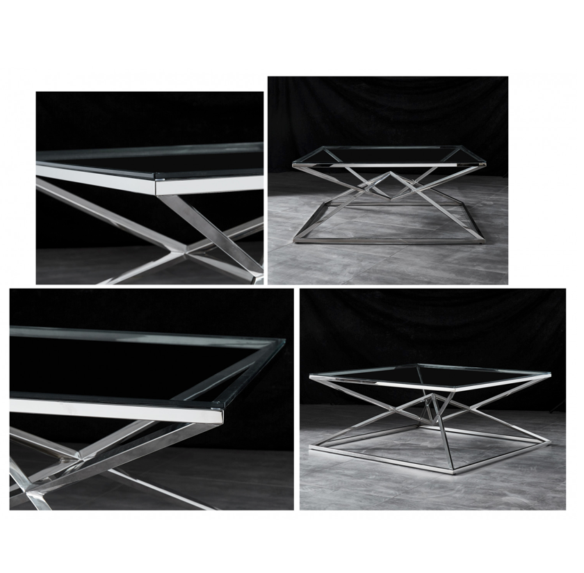 YORK Coffee Table Stainless Steel and Tempered Glass