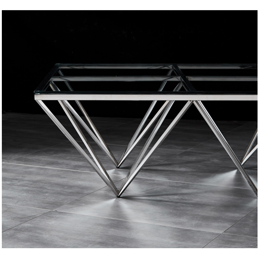 BRIGHTON Coffee Table Stainless Steel and Tempered Glass