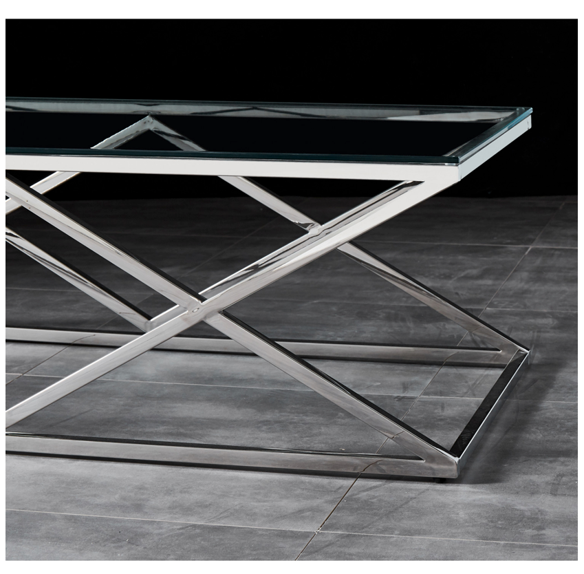 SAVOY Coffee Table Stainless Steel and Tempered Glass