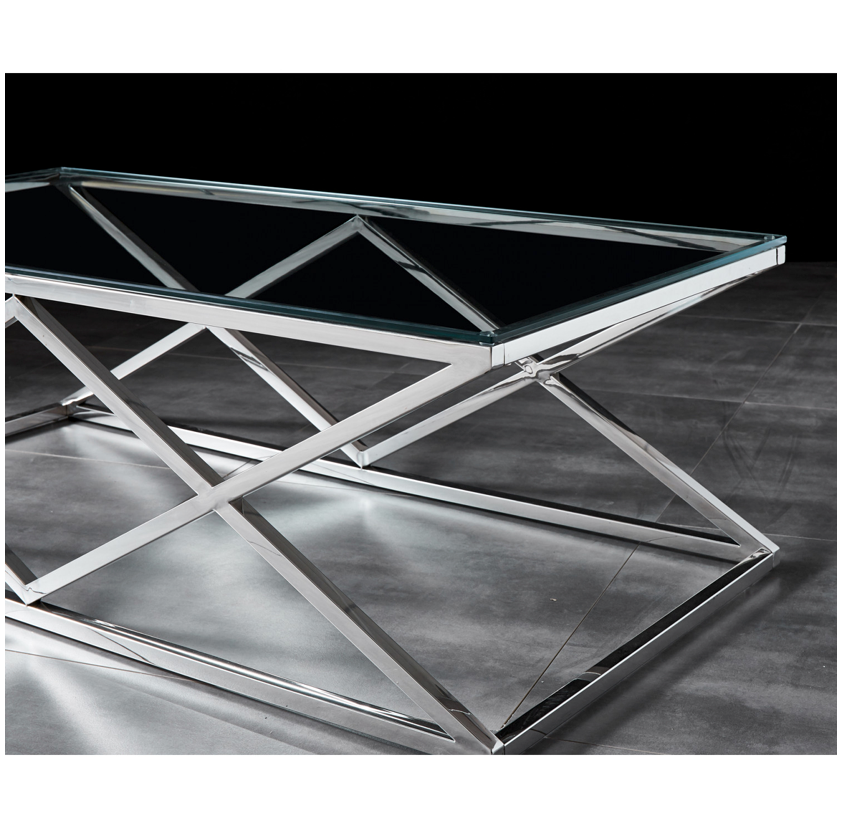 SAVOY Coffee Table Stainless Steel and Tempered Glass