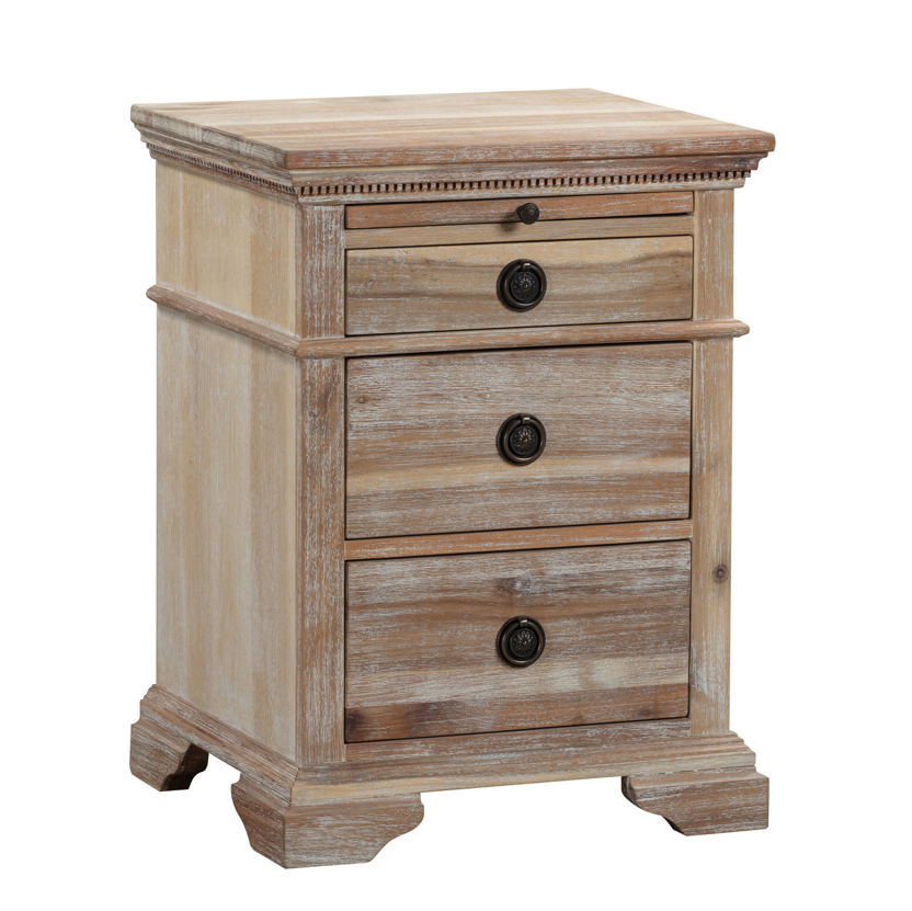 CAPRI Bedside Table 4 Drawers Jewellery Compartment Acacia Wood