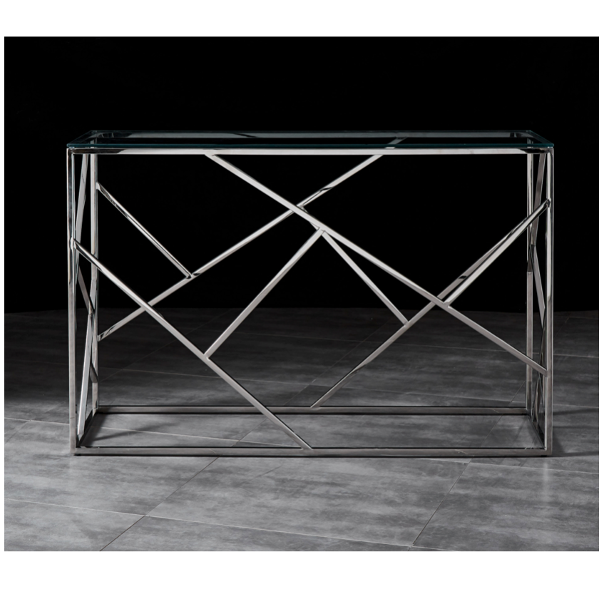 Leo Hallway Table Console Stainless Steel and Glass