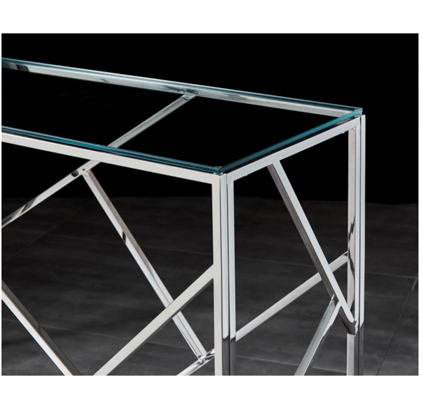 Leo Hallway Table Console Stainless Steel and Glass