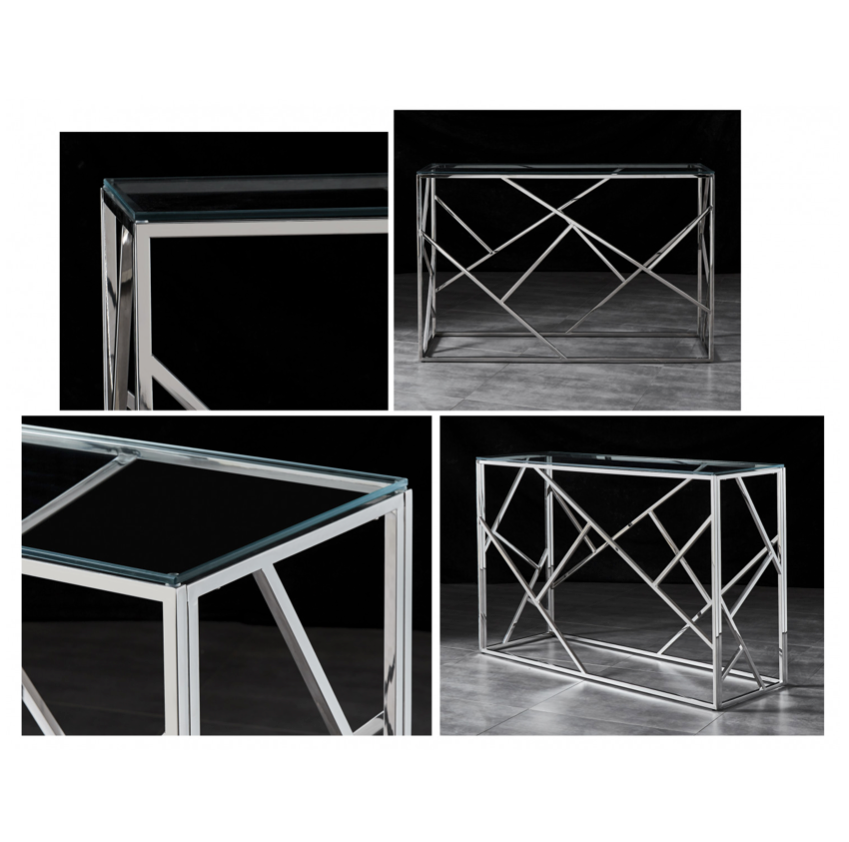 Leo Hallway Table Console Stainless Steel and Glass
