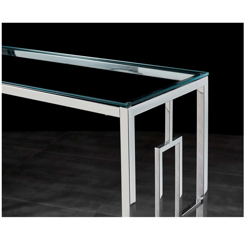 Jordan Hallway Table Console Stainless Steel and Glass