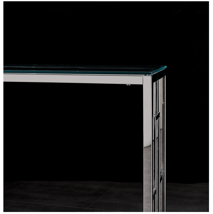 Jordan Hallway Table Console Stainless Steel and Glass