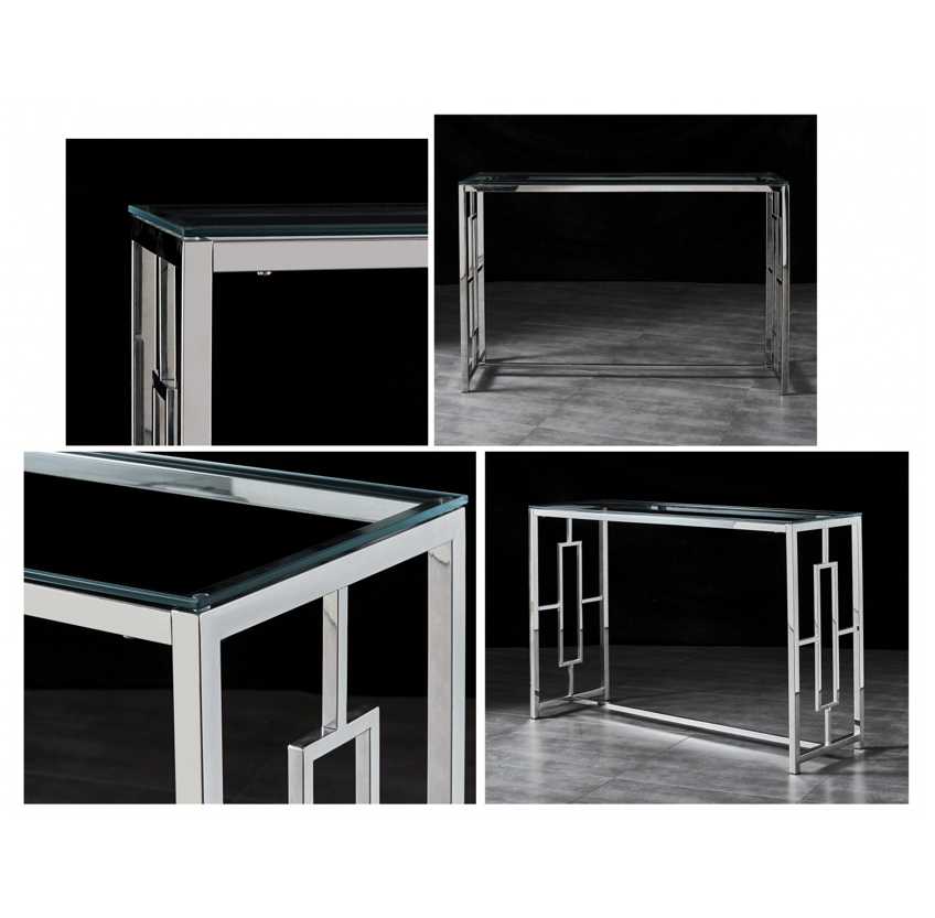 Jordan Hallway Table Console Stainless Steel and Glass