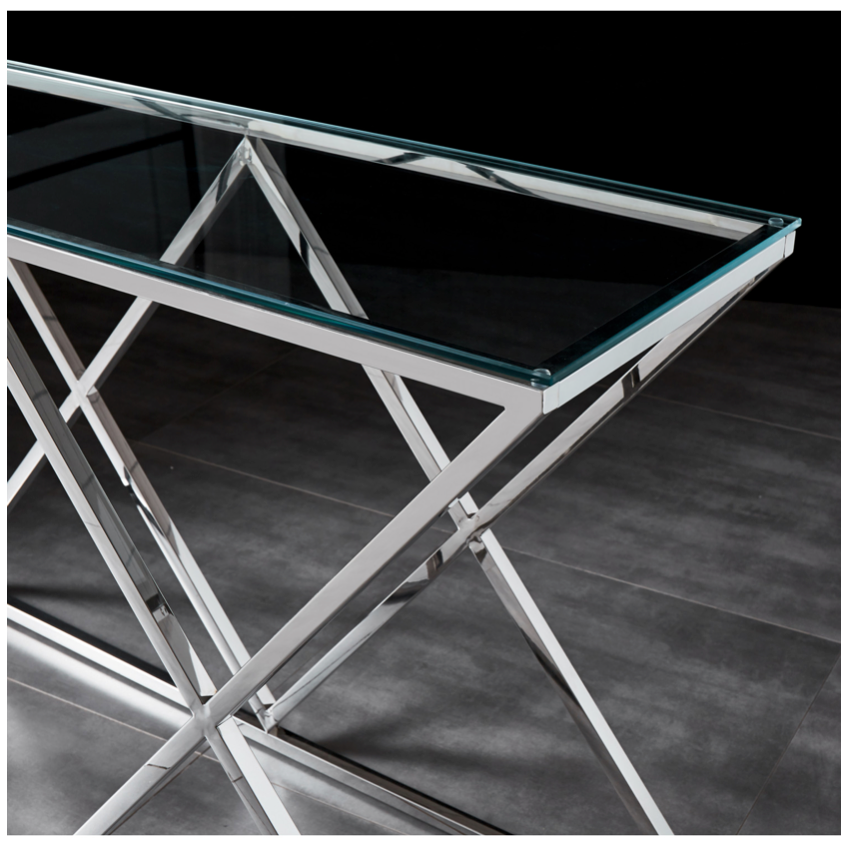 Savoy Hallway Table Console Stainless Steel and Glass
