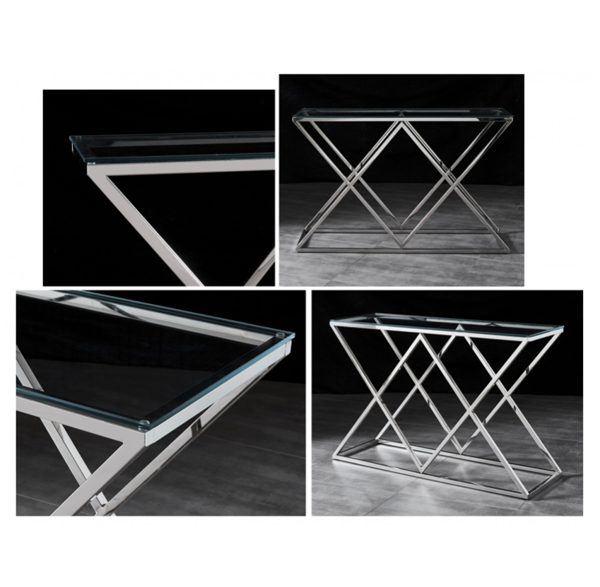 Savoy Hallway Table Console Stainless Steel and Glass