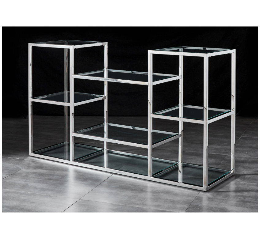 Sayer Hallway Table Console Stainless Steel and Glass