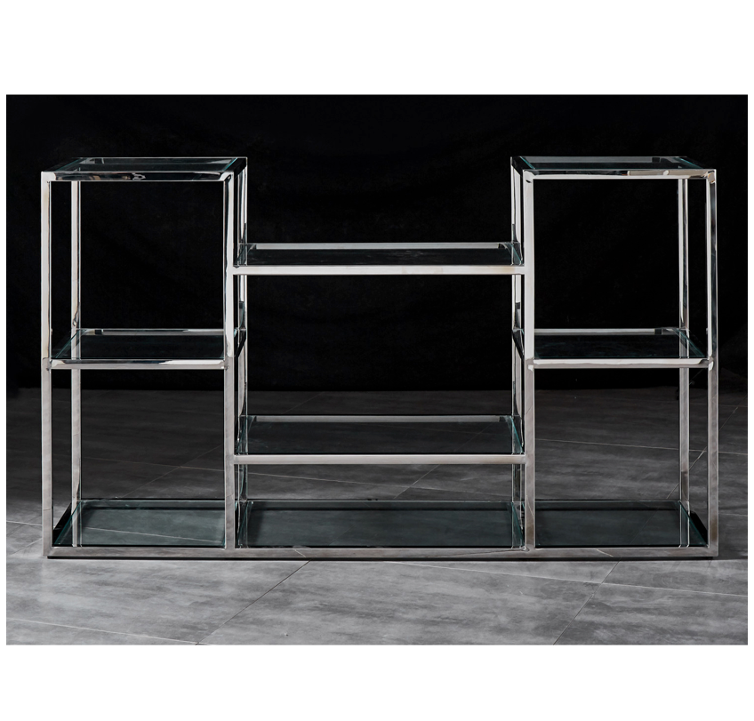 Sayer Hallway Table Console Stainless Steel and Glass
