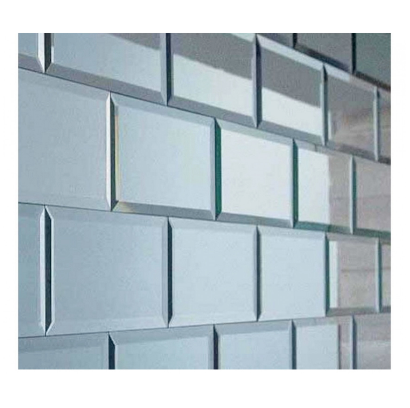 Mirror Wall Tiles Brick Shape Beveled Box of 22 Tiles